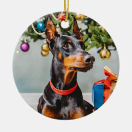Adorno De Cerámica Ornato de vacaciones de Doberman