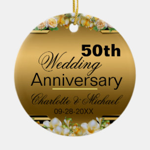 Adorno De Cerámica Oro 50° Aniversario Boda