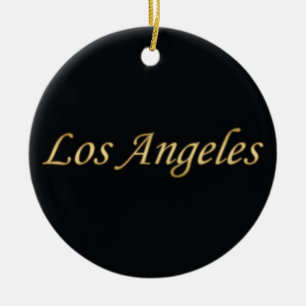 Adorno De Cerámica Oro de Los Ángeles - en negro