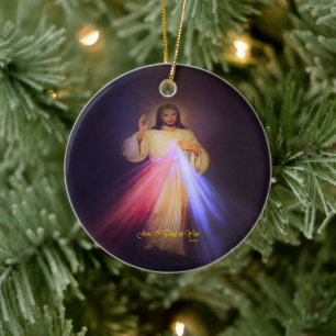 Adorno De Cerámica Oro de Misericordia Divino con la oración del Chap