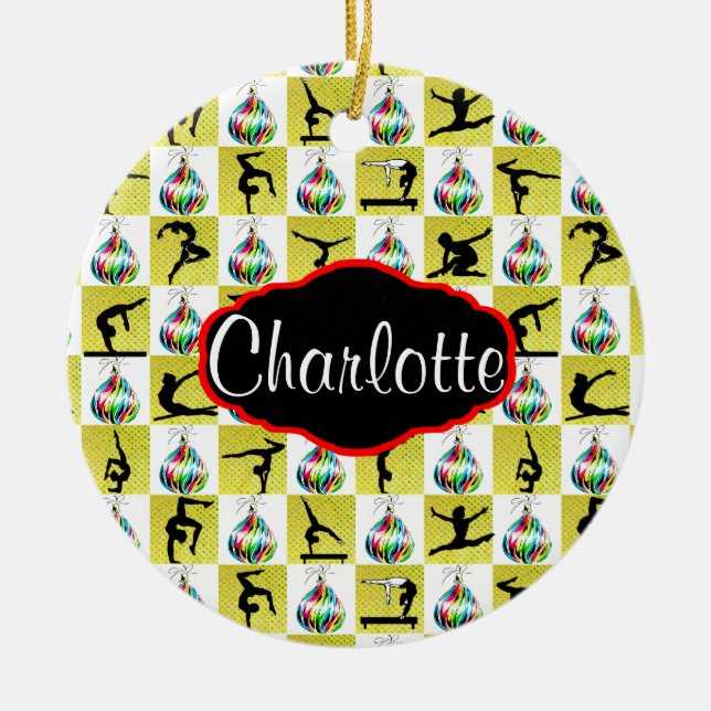 ADORNO DE CERÁMICA ORO DE NAVIDAD GIMNASTA PERSONALIZADA (Frente)