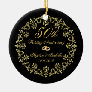 Adorno De Cerámica Oro ordenado en el 50° aniversario de Boda negro