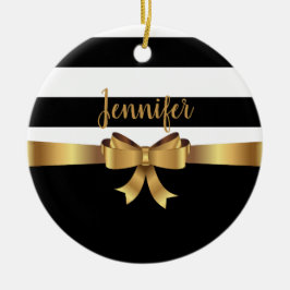 Adorno De Cerámica Oro personalizado, franjas negrita negras ELEGANTE