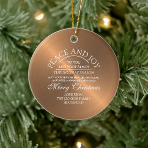 Adorno De Cerámica Oro Rosa elegante - Foto obsequiada - Navidades