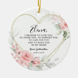 Adorno De Cerámica Oro Rubor Pink Heart Geometric Godfather