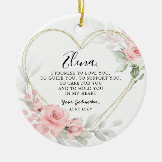 Adorno De Cerámica Oro Rubor Pink Heart Geometric Godfather