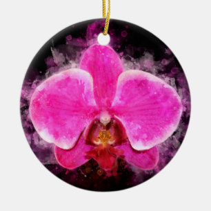 Adorno De Cerámica Orquídea acuarela - rosa bb 02