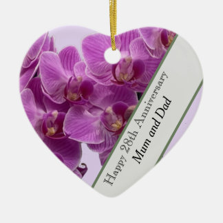 Adorno De Cerámica Orquídea editable del 28° Aniversario del Boda