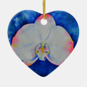 Adorno De Cerámica Orquídea floral de color rosa rosa blanco elegante