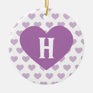 Adorno De Cerámica Orquídea grande Purple Heart - monograma
