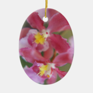Adorno De Cerámica Orquídeas rosas y amarillas