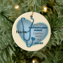 Adorno De Cerámica Orthopedic Nurse Blue Heart custom name ornament