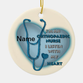 Adorno De Cerámica Orthopedic Nurse Blue Heart custom name ornament 