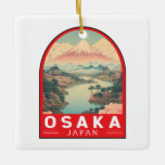 Adorno De Cerámica Osaka Japón Monte Fuji Emblema de arte de viajes<br><div class="desc">Diseño de viaje vector retro Osaka. Es conocido por su arquitectura moderna,  su vida nocturna y su abundante comida callejera. El Castillo de Osaka,  que data del siglo XVI y ha sido sometido a varias restauraciones,  es su principal punto de referencia histórico.</div>