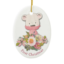 Osito Rosa Pequeño de Invierno El Primer Navidad d