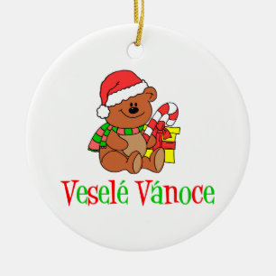 Adorno De Cerámica Oso checo del navidad de Vesele Vanoce