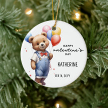 Oso de acuarela Día de San Valentín personalizado 