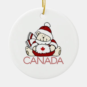 Adorno De Cerámica Oso de Canadá de las Felices Navidad
