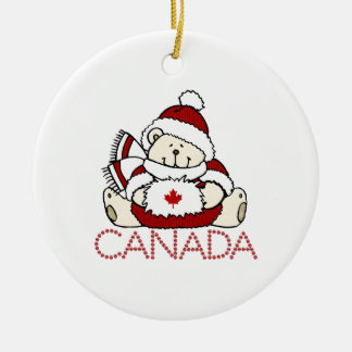 Adorno De Cerámica Oso de Canadá de las Felices Navidad