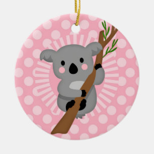 Adorno De Cerámica Oso de koala lindo - chica gris rosado