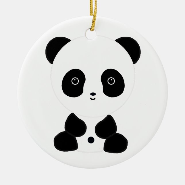 Adorno De Cerámica Oso de panda blanco y negro (Frente)