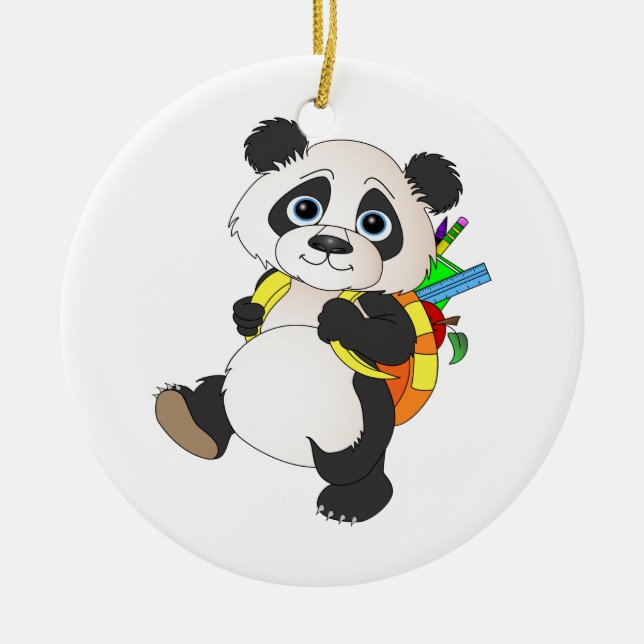 Adorno De Cerámica Oso de panda con la mochila (Frente)