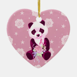 Adorno De Cerámica Oso de panda del cáncer de pecho