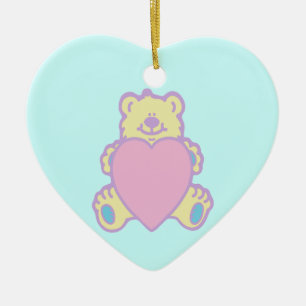 Adorno De Cerámica Oso de peluche adorable corazón de amor