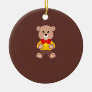 Adorno De Cerámica Oso de peluche con pajarita azul nave espacial