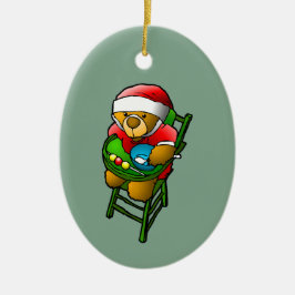 Adorno De Cerámica Oso de peluche de Navidad