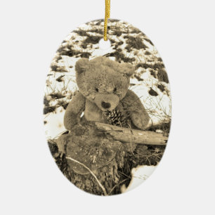 Adorno De Cerámica Oso de peluche en tono holly, sepia