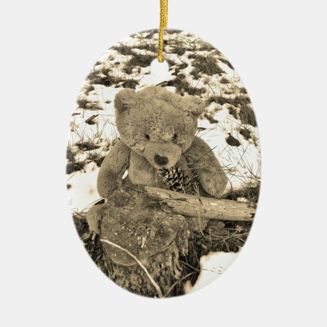 Adorno De Cerámica Oso de peluche en tono holly, sepia (Frente)
