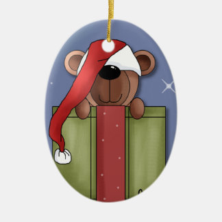 Adorno De Cerámica Oso de peluche en un tapón rojo
