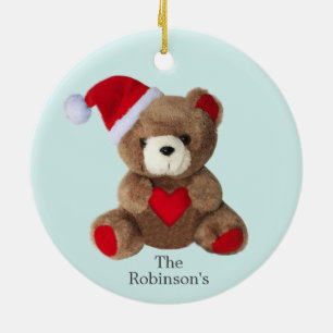 Adorno De Cerámica Oso de peluche personalizado en azul claro