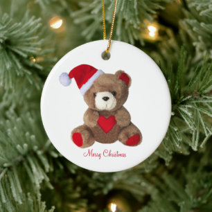 Adorno De Cerámica Oso de peluche personalizado lindo en blanco