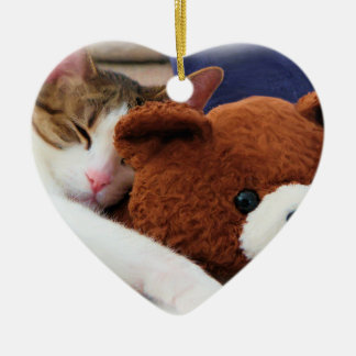 Adorno De Cerámica Oso de peluche soñoliento del gato