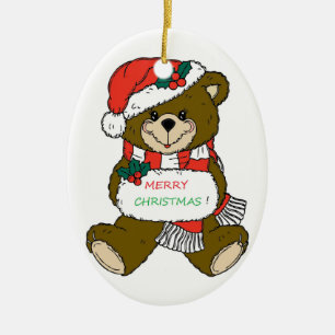 ADORNO DE CERÁMICA OSO DE TEDDÍA "MERRY CHRISTMAS"