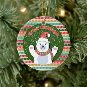 Adorno De Cerámica Oso de Teddy navideño