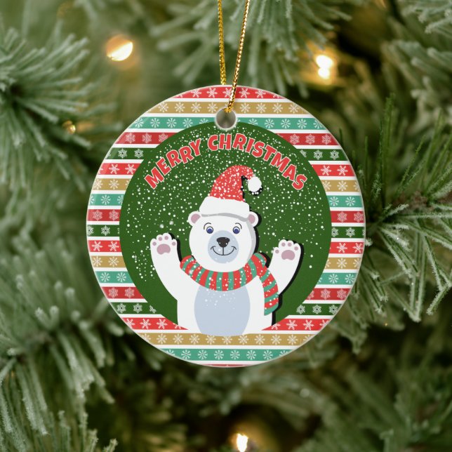 Adorno De Cerámica Oso de Teddy navideño (Árbol)