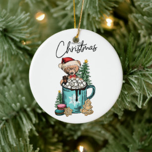 Adorno De Cerámica Oso divertido de Navidad, regalo divertido de Navi