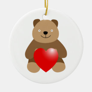 Adorno De Cerámica Oso gracioso con corazón