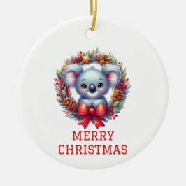 Adorno De Cerámica Oso Koala Lindo Navidad