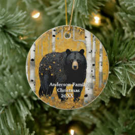 Adorno De Cerámica Oso negro del bosque dorado