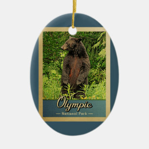 Adorno De Cerámica Oso olímpico del viaje del vintage del parque