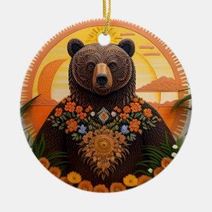 Adorno De Cerámica Oso Pardo Majestuoso