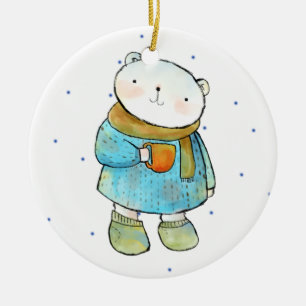 Adorno De Cerámica Oso Polar Amo Al Café