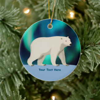 Adorno De Cerámica Oso Polar Cutáneo y Luces del Norte