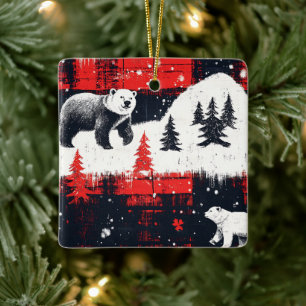 Adorno De Cerámica Oso Polar de Búfalo Rojo