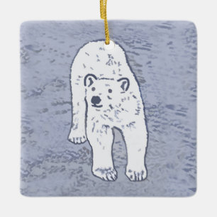 Adorno De Cerámica Oso polar sobre pintura de hielo - Arte de vida sa