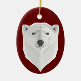 Adorno De Cerámica Oso polar y rojo